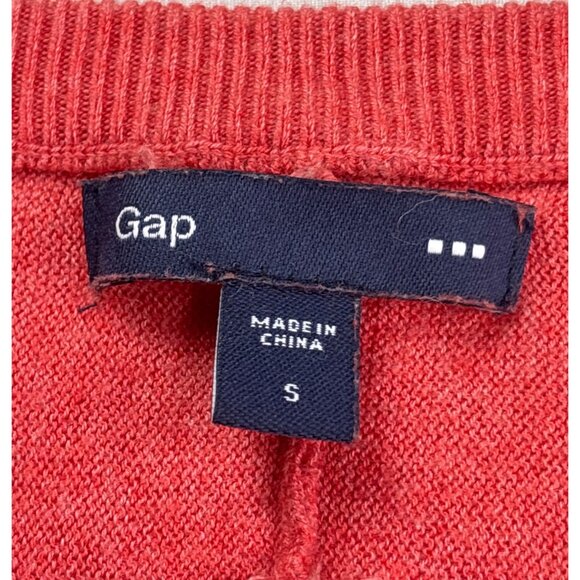 Gap Factory Coral V-Neck Lightweight Sweater Size S Pullover Knit Top - Picture 3 of 5